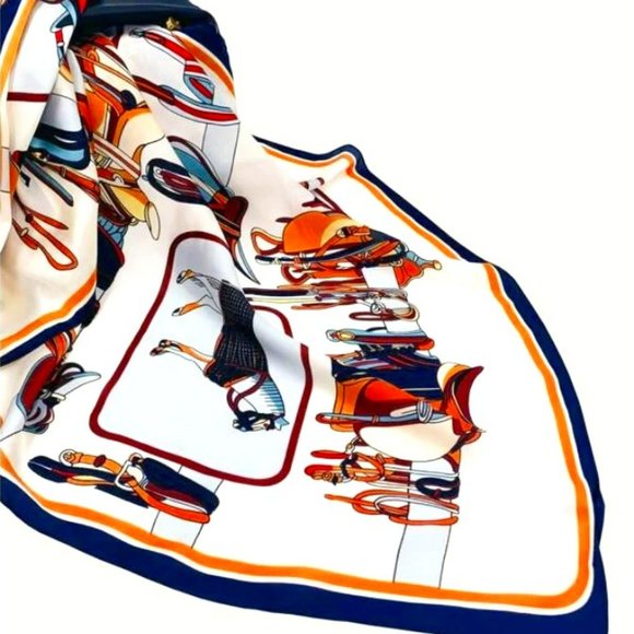 Faux Silk Scarf (Satin scarf w/floral print in bandana size 27 X 27 inches) - Picture 1 of 2